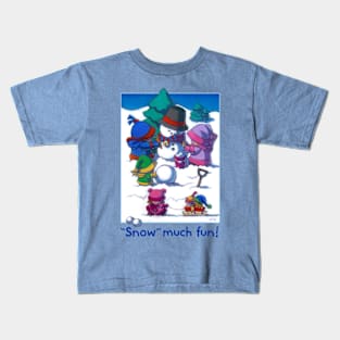 "Snow" Much Fun! Blue Text Kids T-Shirt